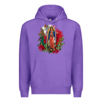 Purple Our Lady Of Guadalupe Mexican Flag Cactus Roses Premium Hoodie - FaDigitalArtStudio