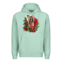 Seafoam Our Lady Of Guadalupe Mexican Flag Cactus Roses Premium Hoodie - FaDigitalArtStudio