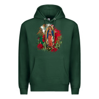 Sports Green Our Lady Of Guadalupe Mexican Flag Cactus Roses Premium Hoodie - FaDigitalArtStudio