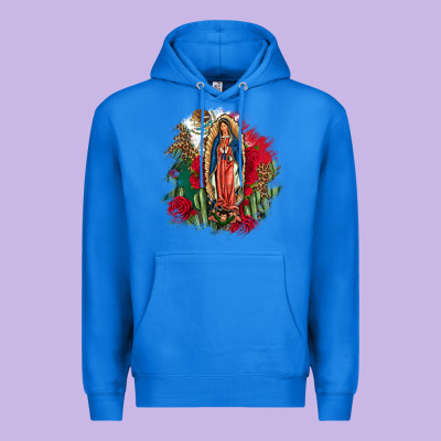 Our Lady Of Guadalupe Mexican Flag Cactus Roses Premium Hoodie Designed By Fadigitalartstudio