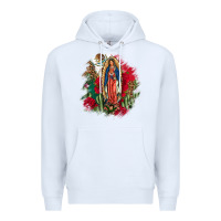 White Our Lady Of Guadalupe Mexican Flag Cactus Roses Premium Hoodie - FaDigitalArtStudio