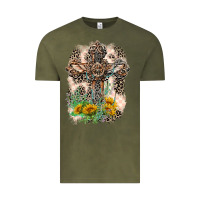 Vintage Olive Western with Crosses Vintage Tee - LillyAllenDesigns