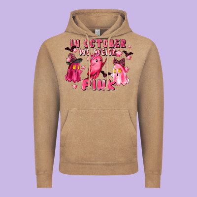 In October We Wear Pink Vintage Hoodie Designed By Lillyallendesigns