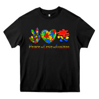 Black Peace Love Autism Heavy Core Tee - Jasminsmagicworld