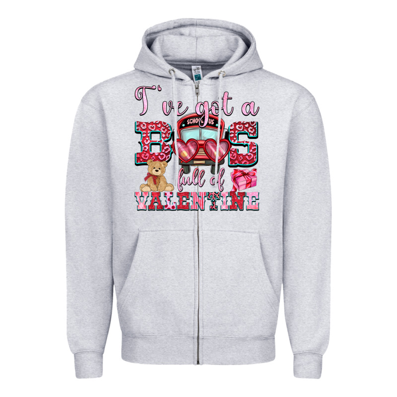 I've Got A Bus Full Of Valentine Zipper Hoodie by OliviaCreatesArt | Teevron
