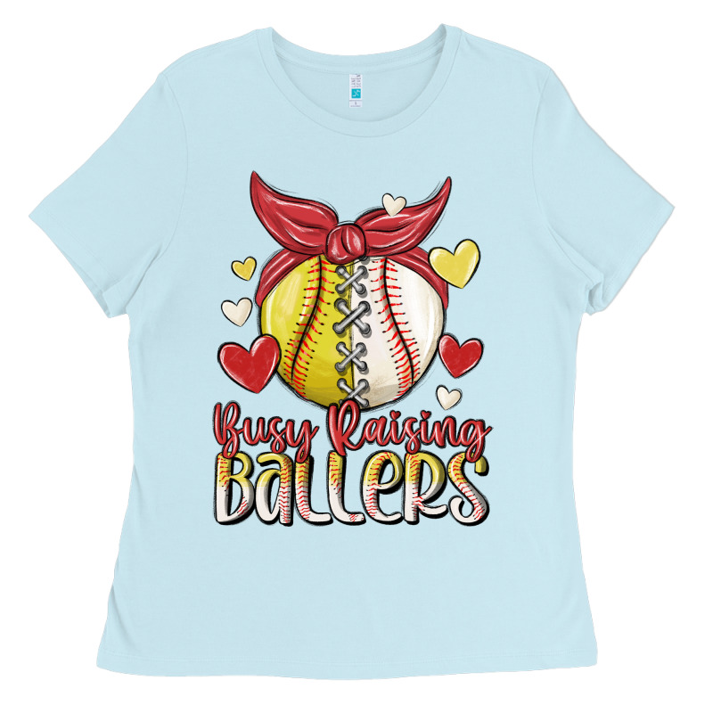 Busy Raising Ballers Ladies Tee by MaliasSmallBusiness | Teevron