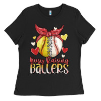Black busy raising ballers Ladies Tee - MaliasSmallBusiness