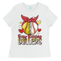 White busy raising ballers Ladies Tee - MaliasSmallBusiness