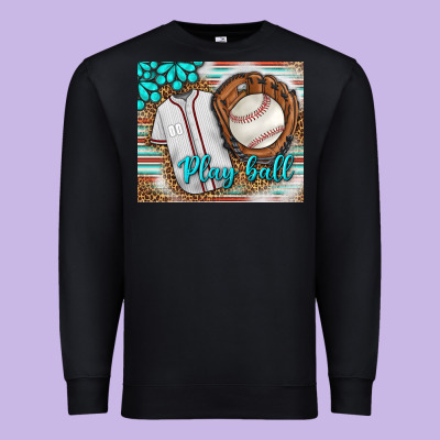 Baseball Play Ball With Leopard Mousepad Premium Sweatshirt Designed By Bundleandbundleshop