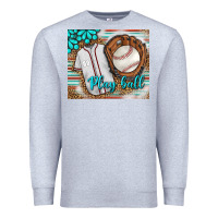 Heather Grey Baseball Play Ball With Leopard Mousepad Premium Sweatshirt - BundleAndBundleShop