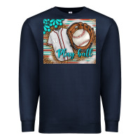 Navy Baseball Play Ball With Leopard Mousepad Premium Sweatshirt - BundleAndBundleShop