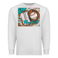 Oatmeal Heather Baseball Play Ball With Leopard Mousepad Premium Sweatshirt - BundleAndBundleShop
