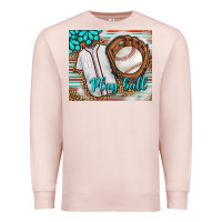 Pale Pink Baseball Play Ball With Leopard Mousepad Premium Sweatshirt - BundleAndBundleShop