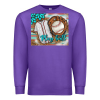 Purple Baseball Play Ball With Leopard Mousepad Premium Sweatshirt - BundleAndBundleShop