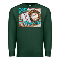 Sports Green Baseball Play Ball With Leopard Mousepad Premium Sweatshirt - BundleAndBundleShop