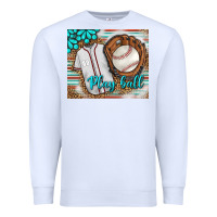 White Baseball Play Ball With Leopard Mousepad Premium Sweatshirt - BundleAndBundleShop