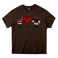 Chocolate Brown Peace Love America Heavy Core Tee - Jasminsmagicworld
