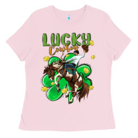 Bubblegum Pink lucky cowboy Ladies Tee - MaliasSmallBusiness