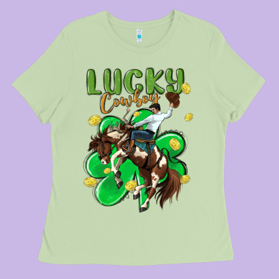 Lucky Cowboy Ladies Tee Designed By Maliassmallbusiness