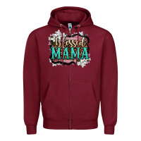 Burgundy blessed mama Zipper Hoodie - OliviaCreatesArt