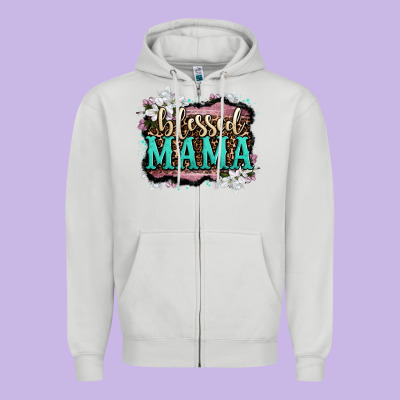Blessed Mama Zipper Hoodie Designed By Oliviacreatesart
