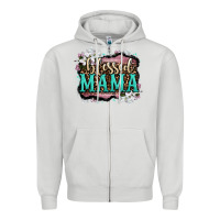 Dove Grey blessed mama Zipper Hoodie - OliviaCreatesArt