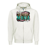 Oatmeal Heather blessed mama Zipper Hoodie - OliviaCreatesArt