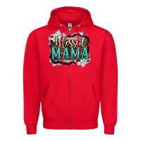 Red blessed mama Zipper Hoodie - OliviaCreatesArt