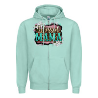 Seafoam blessed mama Zipper Hoodie - OliviaCreatesArt