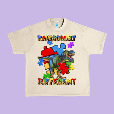 Rawsomely Different Autism T Rex Urban Heavy Tee Designed By Artiststas
