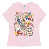 Bubblegum Pink can't talk right now doing speech therapy stuff Ladies Tee - MaliasSmallBusiness