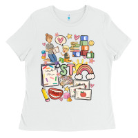 White can't talk right now doing speech therapy stuff Ladies Tee - MaliasSmallBusiness