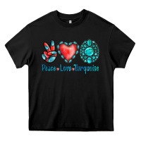 Black Peace Love Turquoise Heavy Core Tee - Jasminsmagicworld