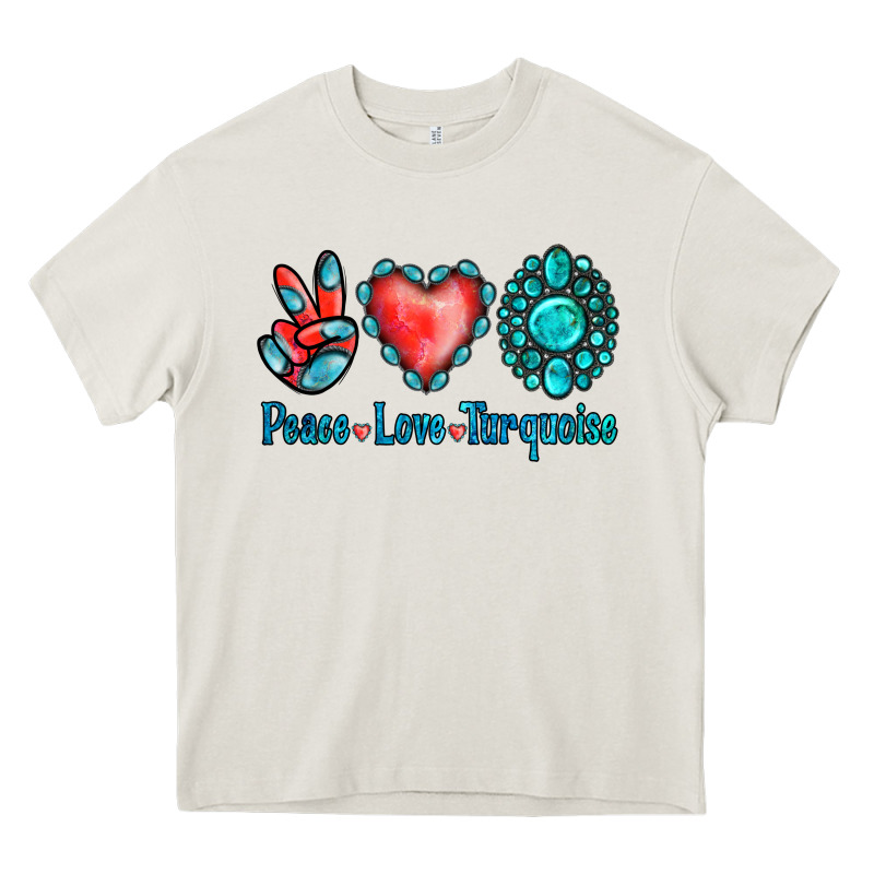 Peace Love Turquoise Heavy Core Tee by Jasminsmagicworld | Teevron