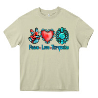Mossy Peace Love Turquoise Heavy Core Tee - Jasminsmagicworld