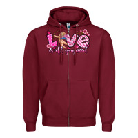 Burgundy love is all you need Zipper Hoodie - OliviaCreatesArt