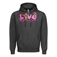 Charcoal Heather love is all you need Zipper Hoodie - OliviaCreatesArt