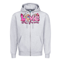 Heather Grey love is all you need Zipper Hoodie - OliviaCreatesArt