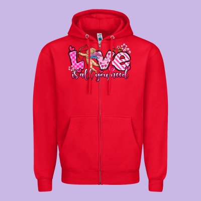 Love Is All You Need Zipper Hoodie Designed By Oliviacreatesart