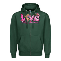 Sports Green love is all you need Zipper Hoodie - OliviaCreatesArt