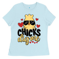 Baby Blue chicks dig me Ladies Tee - MaliasSmallBusiness