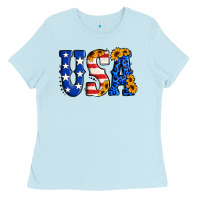 Baby Blue usa western font Ladies Tee - Jasminsmagicworld