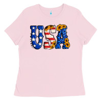Bubblegum Pink usa western font Ladies Tee - Jasminsmagicworld