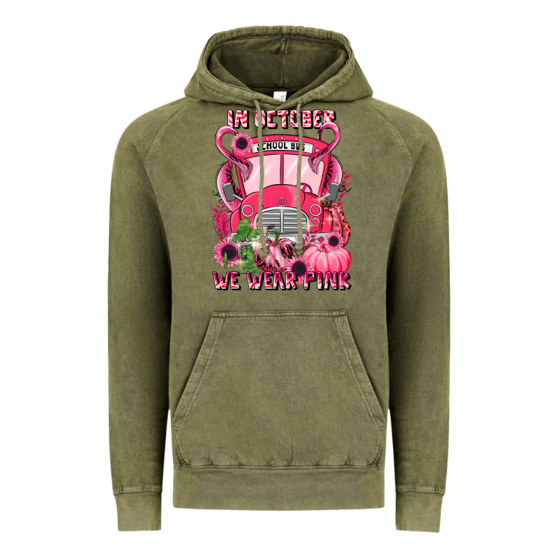 In October We Wear Pink Halloween School Bus Vintage Hoodie by LillyAllenDesigns | Teevron