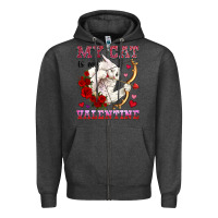 Charcoal Heather my cat is my valentine Zipper Hoodie - OliviaCreatesArt