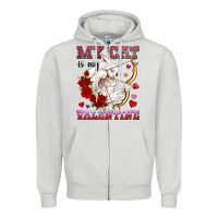 Dove Grey my cat is my valentine Zipper Hoodie - OliviaCreatesArt