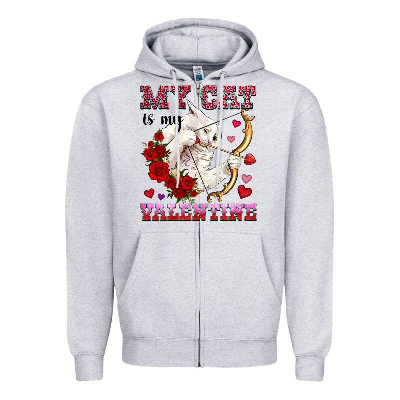 My Cat Is My Valentine Zipper Hoodie by OliviaCreatesArt | Teevron