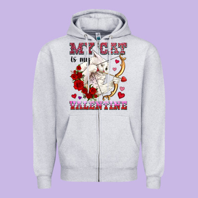 My Cat Is My Valentine Zipper Hoodie Designed By Oliviacreatesart