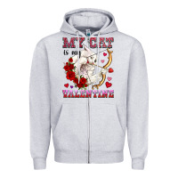 Heather Grey my cat is my valentine Zipper Hoodie - OliviaCreatesArt