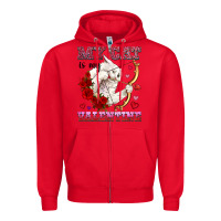 Red my cat is my valentine Zipper Hoodie - OliviaCreatesArt